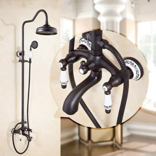 Douchekraan systeem - regendouche set - 8 inch hoofd - mat zwart