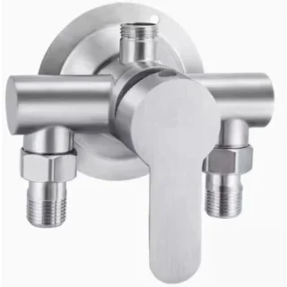 Douchekraanschakelaar van roestvrij staal, G1/2 schroefdraad, 304 mengkraan voor warm en koud water, metalen hendel voor wandmontage