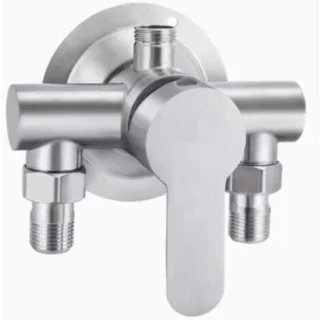 Douchekraanschakelaar van roestvrij staal, G1/2 schroefdraad, 304 mengkraan voor warm en koud water, metalen hendel voor wandmontage