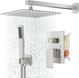 Douchekraanset regendouche 12 inch geborsteld nikkel