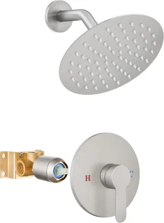 Douchekraanset Regendouche 8 inch Geborsteld nikkel