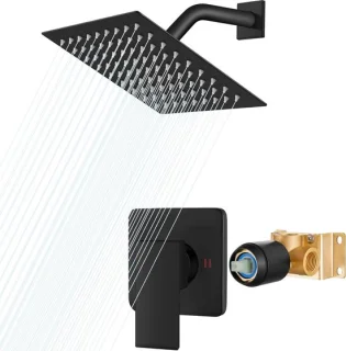 Douchekraanset Regendouche 8 inch Mat Zwart