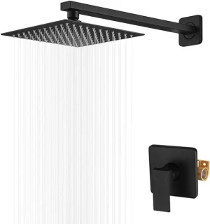 Douchekraanset Regendouche 8 inch Mat Zwart