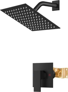 Douchekraanset Regendouche 8 Inch Vierkant Mat Zwart