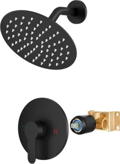 Douchekraanset Regendouchesysteem 8 inch Mat Zwart