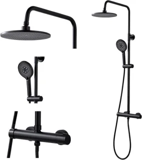 Douchemengset messing regendouche set zwart