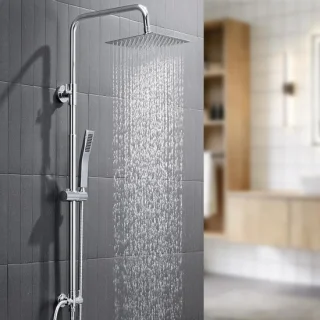 Douchepaneel chroom 20 x 20 cm roestvrijstalen regendouche met handdouche