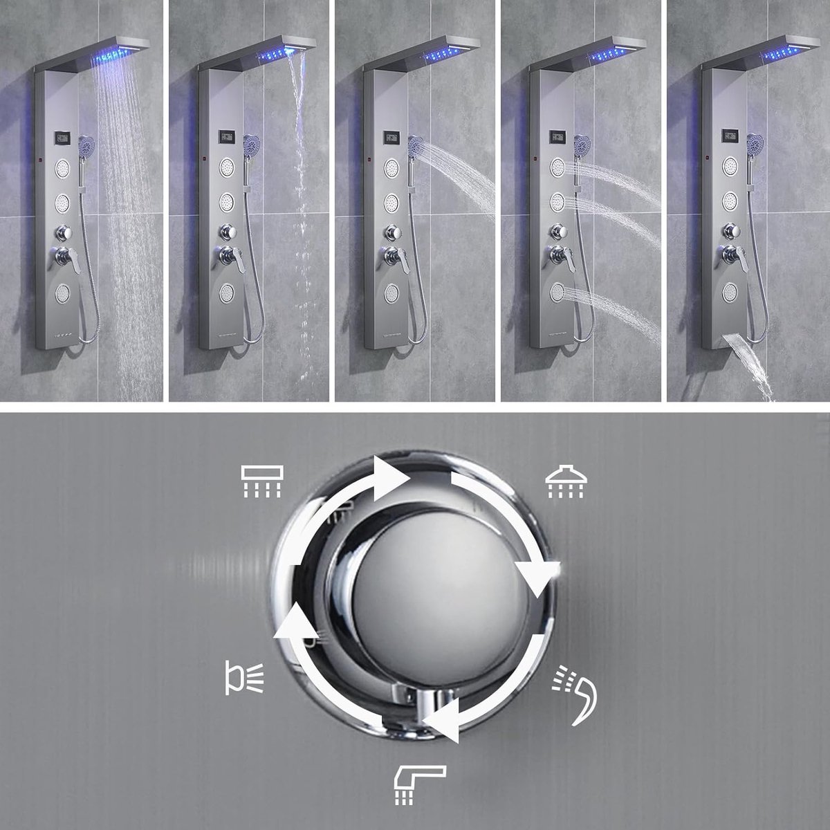 Wat vinden we goed aan de Douchepaneel LED Massagejets Regendouche LCD Handdouche