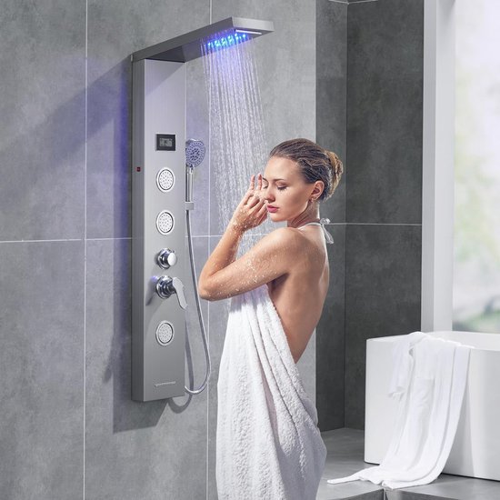 Douchepaneel LED Massagejets Regendouche LCD Handdouche review