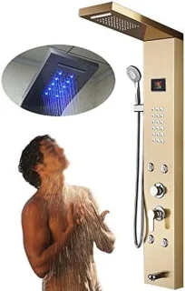 Douchepaneel regendouchekolom 120 cm goud