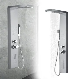 Douchepaneel RVS regendouche set geborsteld zilver