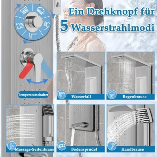 Douchepaneel RVS - wandmontage - geborsteld zilver