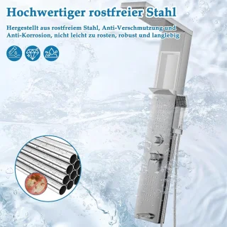 Douchepaneel RVS - wandmontage - geborsteld zilver