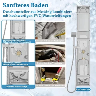 Douchepaneel RVS - wandmontage - geborsteld zilver