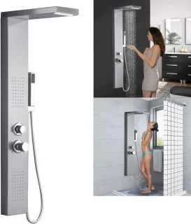 Douchepaneel Sliber massagedouche RVS geborsteld 47 x 115 cm