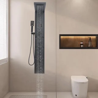 Douchepaneel Systeem 128,5 cm Zwart