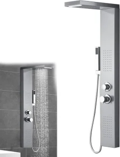 Douchepaneel systeem met regendouche, 23 x 14 cm, zilver