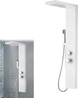 Douchepaneel systeem met regendouche, 47 x 20 x 115 cm, wit