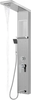 Douchepaneel systeem met regendouche en massagedouche, 122 cm hoog, zilver