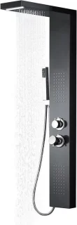 Douchepaneel systeem met vier douchefuncties, 115x20x47 cm, zwart