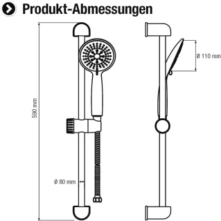 Doucheset 150 cm doucheslang en wandstang