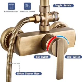 Doucheset antiek messing