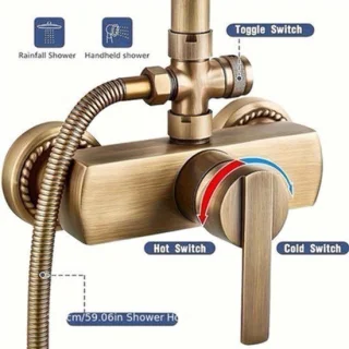 Doucheset antiek messing goud