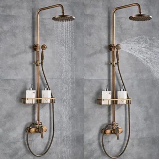 Doucheset antiek messing