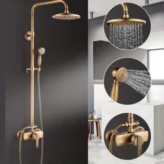 Doucheset antiek messing