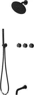 Doucheset baduitloop - regendouche handdouche - 20 cm kop - zwart