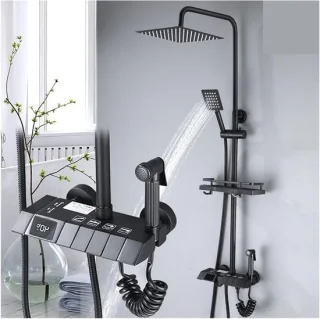 Doucheset douchekraan kolom 8 inch zwart