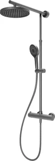 Doucheset Gun Metal Thermostaatkraan Met Regendouche En Verstelbare Handdouche