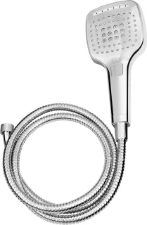 Doucheset handdouche en douchekop slang - 120 x 120 mm - verchroomd