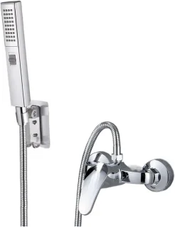 Doucheset handdouche regenval 24x78cm blauw wit bruin
