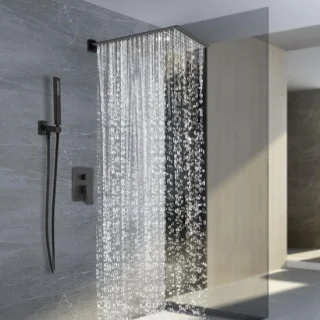 Doucheset inbouw met regendouche 40 cm zwart mat