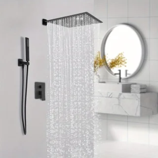 Doucheset inbouw regendouche 40 cm zwart mat