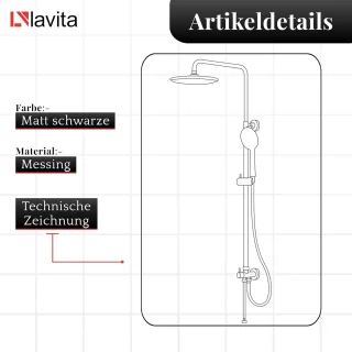 Doucheset mat zwart - regendouche systeem voor wandmontage
