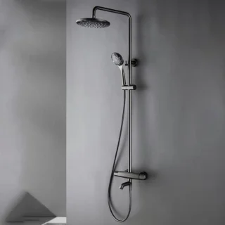 Doucheset messing douchesysteem badkraan 8 inch antracietgrijs