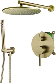 Doucheset messing met regendouche, 20-30 cm, geborsteld goud