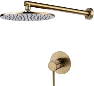 Doucheset messing regendouche 25 cm geborsteld goud