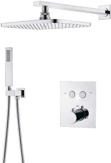 Doucheset messing regendouche met handdouche 12 x 8 inch geborsteld goud