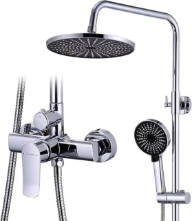 Doucheset met armatuur - regendouche systeem, chroom