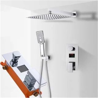 Doucheset met display - regendouche - 10 inch - chroom