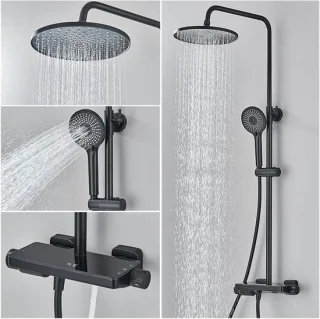 Doucheset met display regendouche 8 inch mat zwart