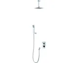 Doucheset met handdouche en regendouche, vierkant 25x25 cm, chroom