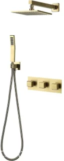 Doucheset met handdouche - Regendouchecombinatie - Geborsteld goud