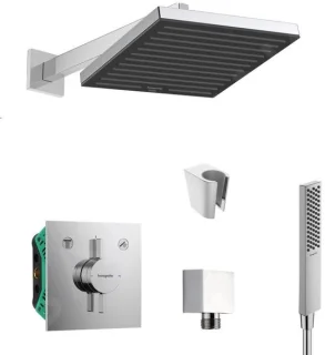 Doucheset met inbouwkraan, hoofddeel 26 × 26 cm, chroom