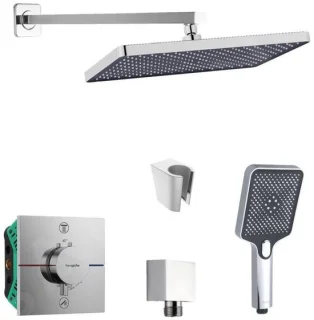 Doucheset met inbouwthermostaat chroom