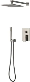 Doucheset met kraan - regendouche handdouche - 10 inch - geborsteld nikkel