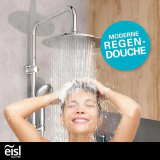 Doucheset met regen, wandmontage, chroom